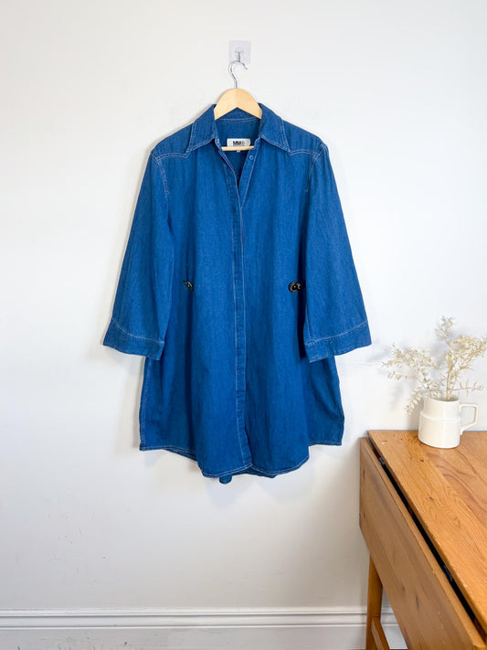 MM6 Maison Margiela Denim Dress with Large Gold Buttons (Size L/XL)