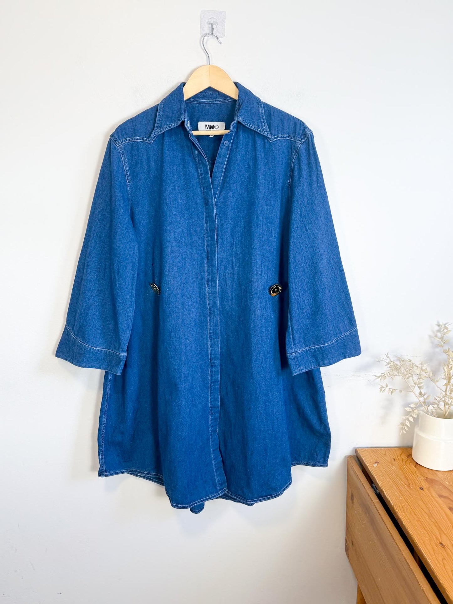 MM6 Maison Margiela Denim Dress with Large Gold Buttons (Size L/XL)