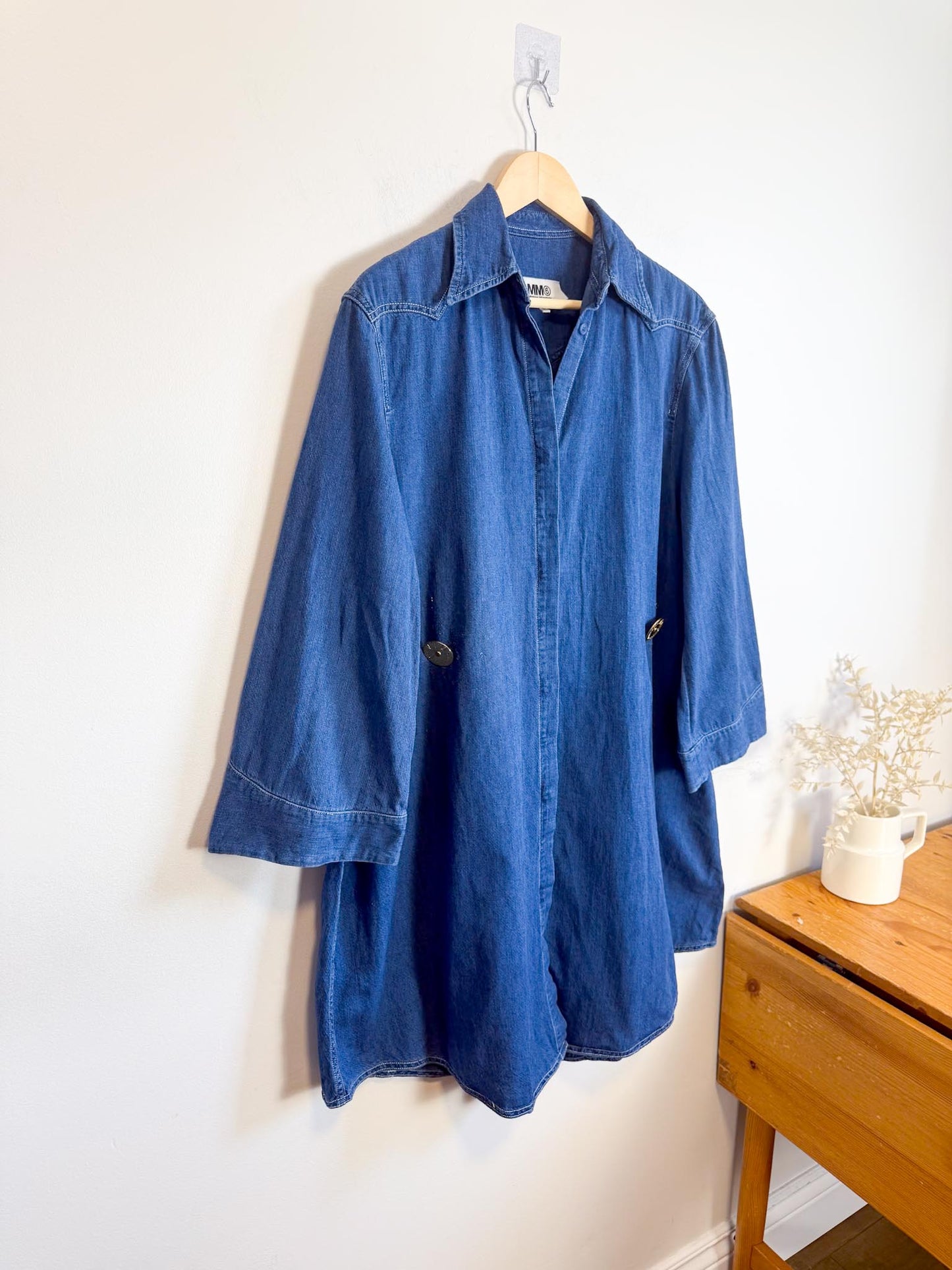 MM6 Maison Margiela Denim Dress with Large Gold Buttons (Size L/XL)