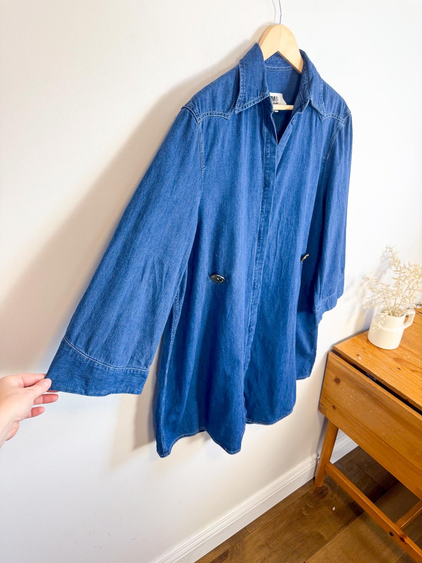 MM6 Maison Margiela Denim Dress with Large Gold Buttons (Size L/XL)