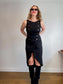 Vintage 1980s OZBEK Fitted Button Dress in Black SOLD AS IS(Size M)