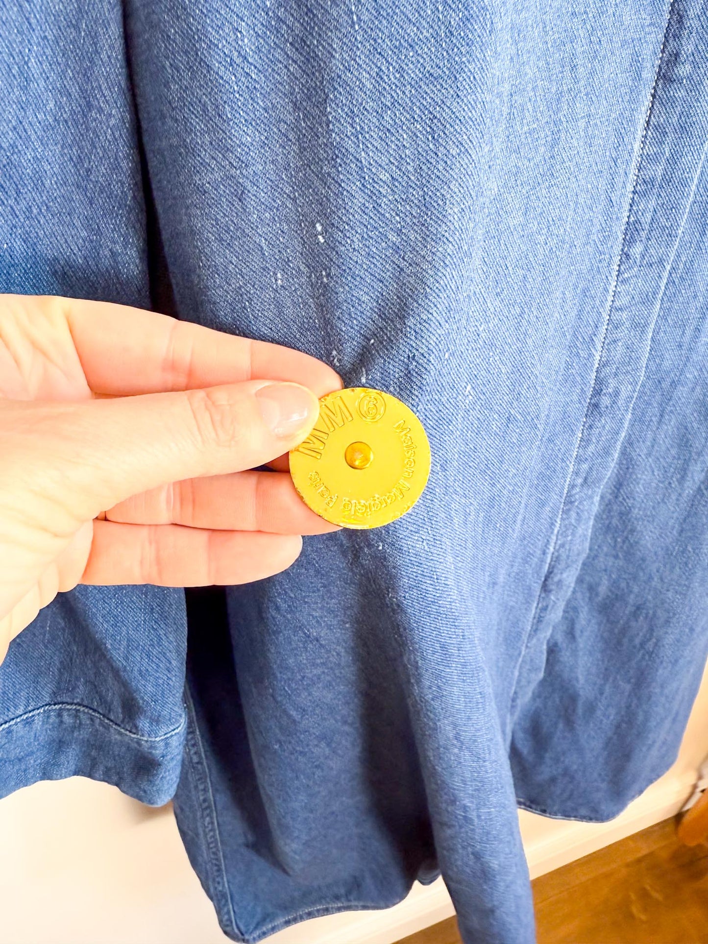 MM6 Maison Margiela Denim Dress with Large Gold Buttons (Size L/XL)