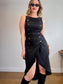 Vintage 1980s OZBEK Fitted Button Dress in Black SOLD AS IS(Size M)