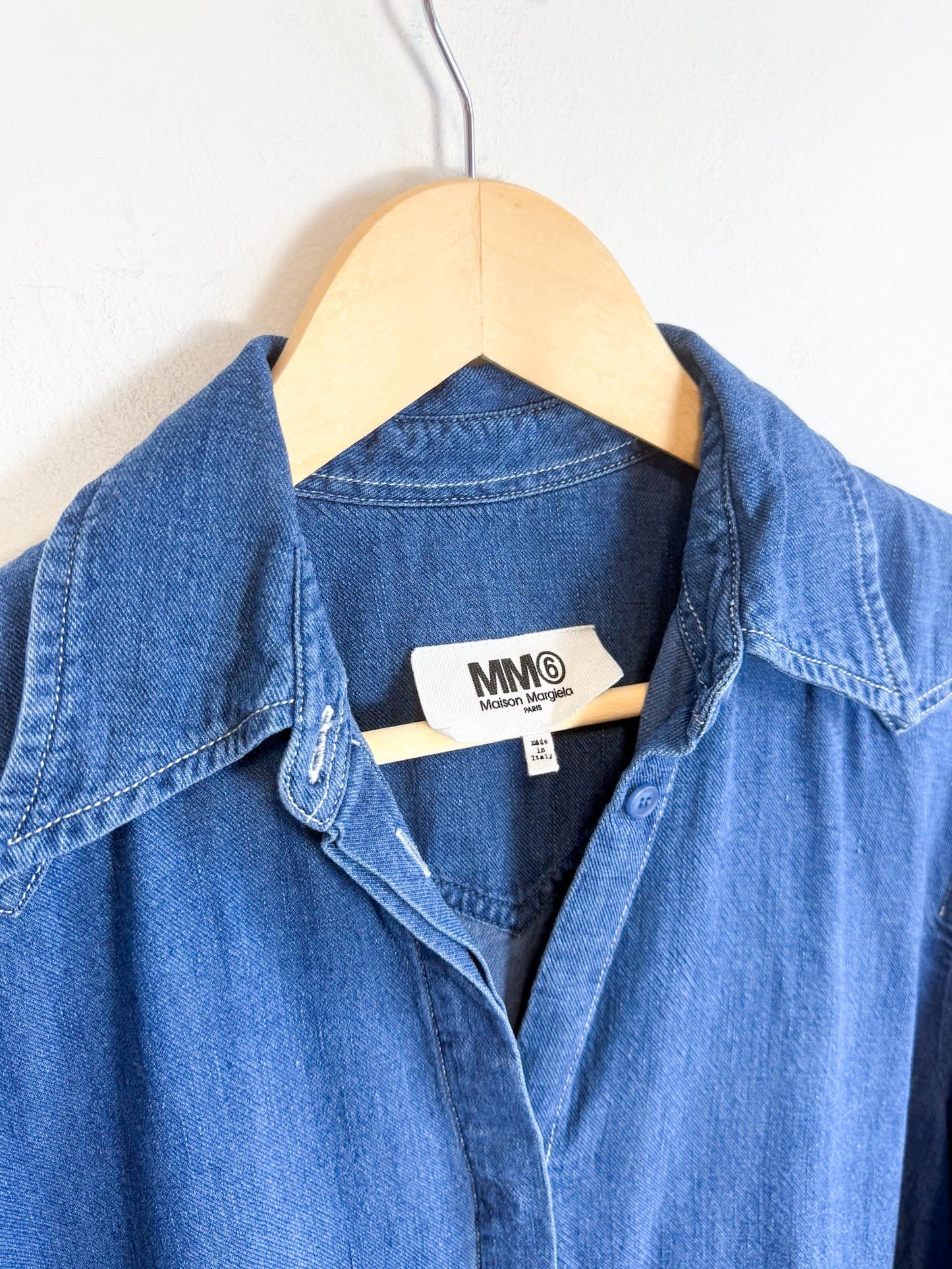 MM6 Maison Margiela Denim Dress with Large Gold Buttons (Size L/XL)