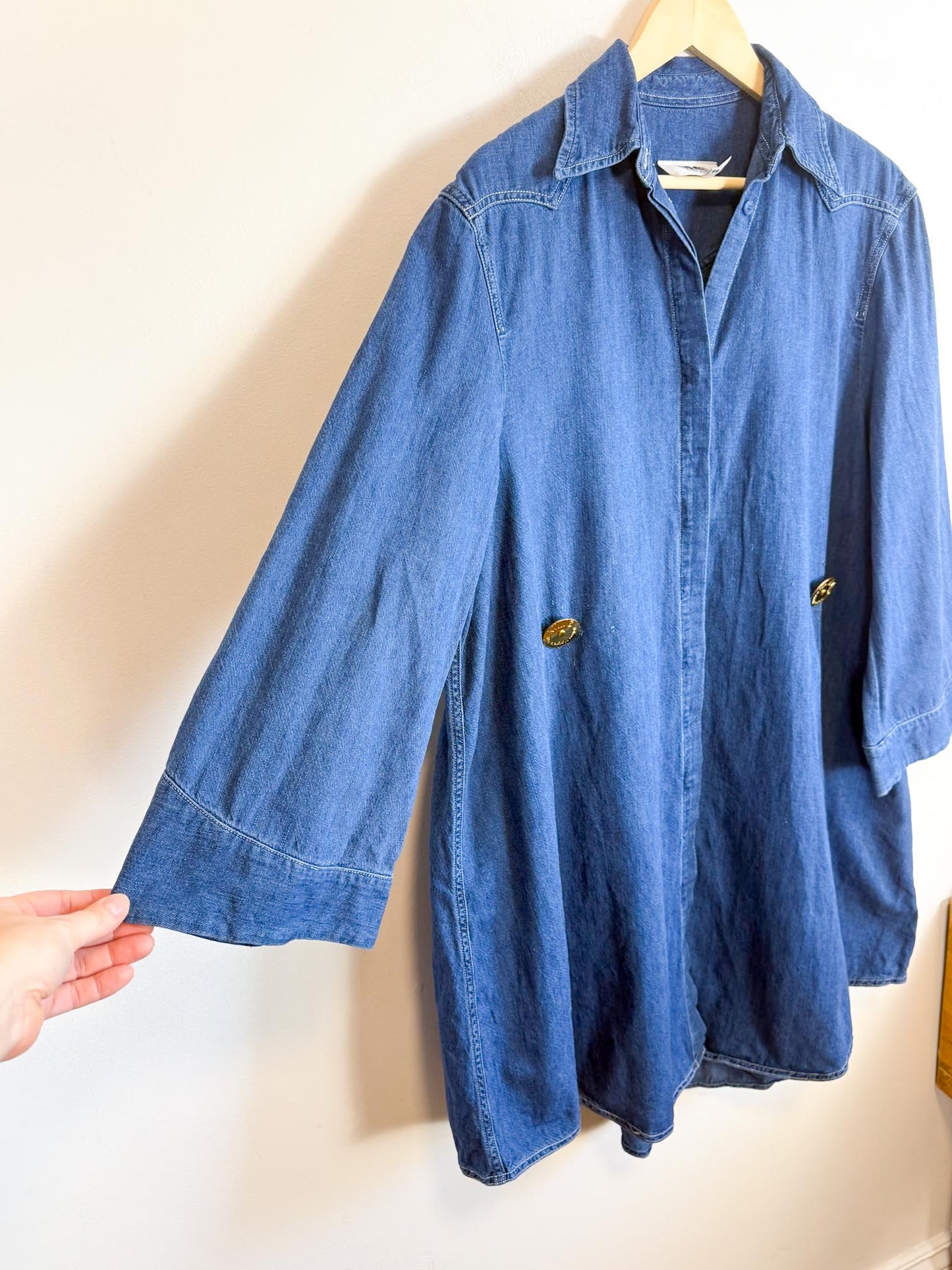 MM6 Maison Margiela Denim Dress with Large Gold Buttons (Size L/XL)