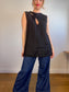 VRG GRL "Yuri Linen Mini Dress / Tunic Top in Black" (Size L)
