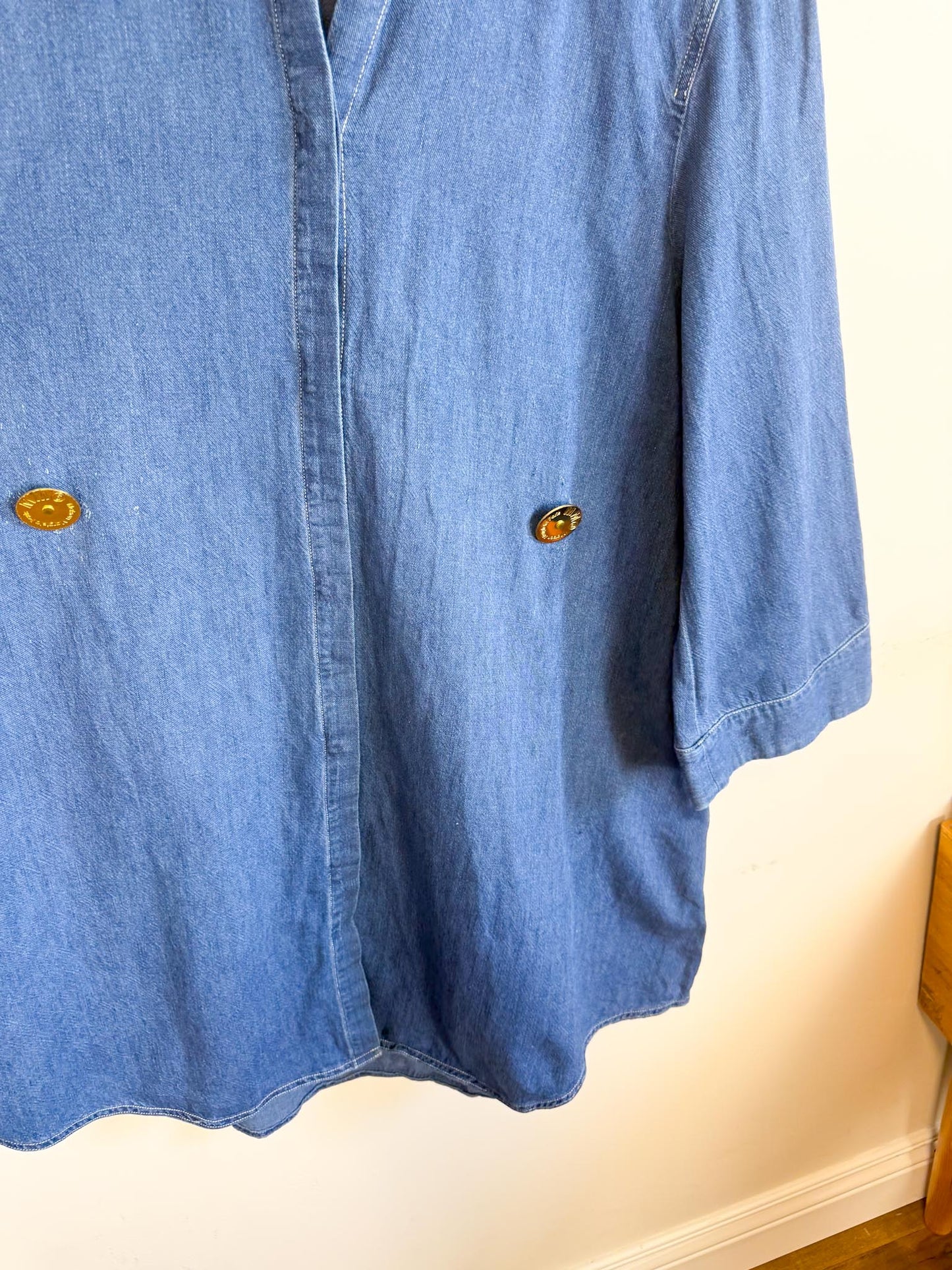 MM6 Maison Margiela Denim Dress with Large Gold Buttons (Size L/XL)