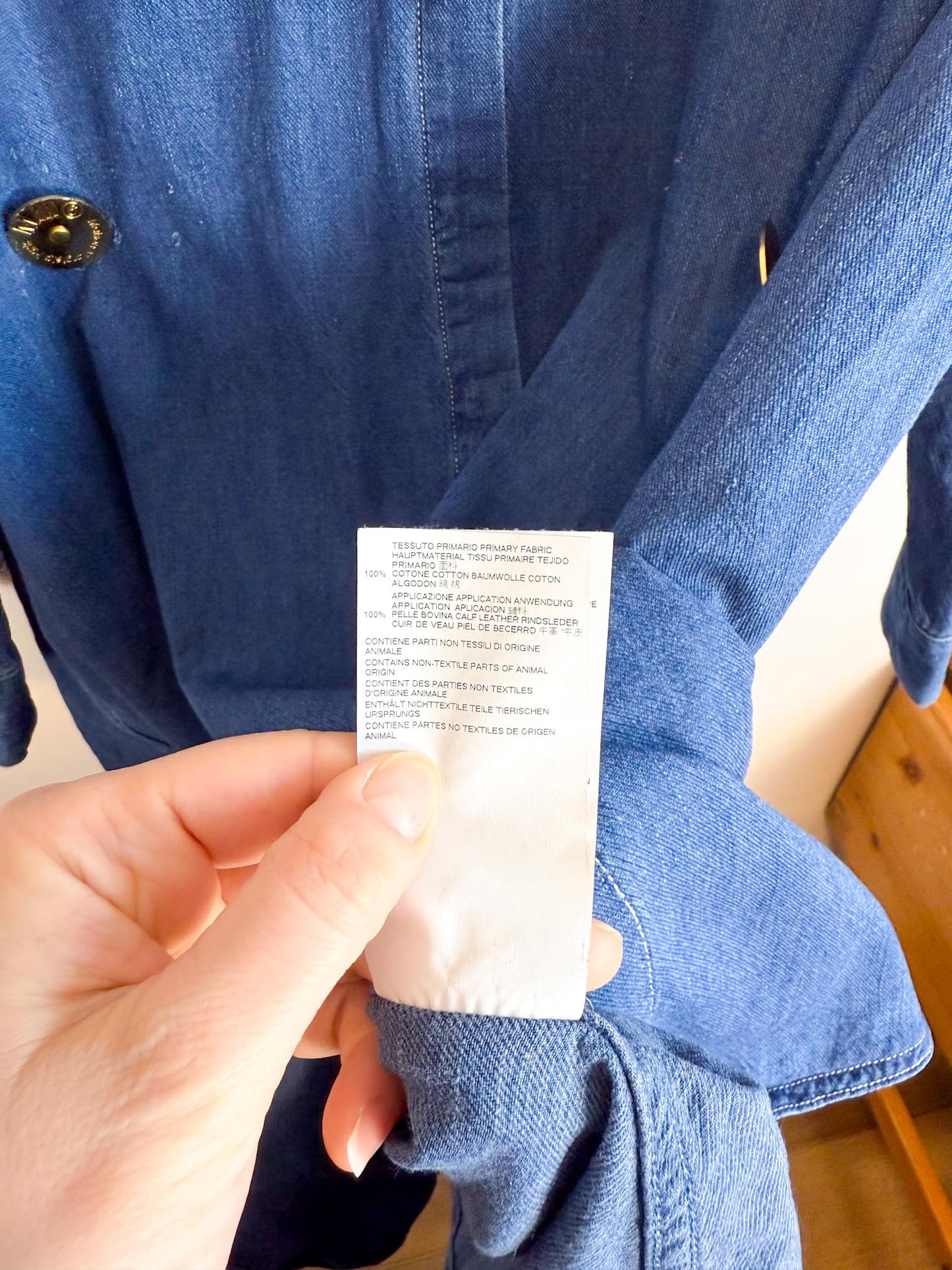 MM6 Maison Margiela Denim Dress with Large Gold Buttons (Size L/XL)