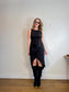 Vintage 1980s OZBEK Fitted Button Dress in Black SOLD AS IS(Size M)