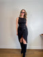 Vintage 1980s OZBEK Fitted Button Dress in Black SOLD AS IS(Size M)