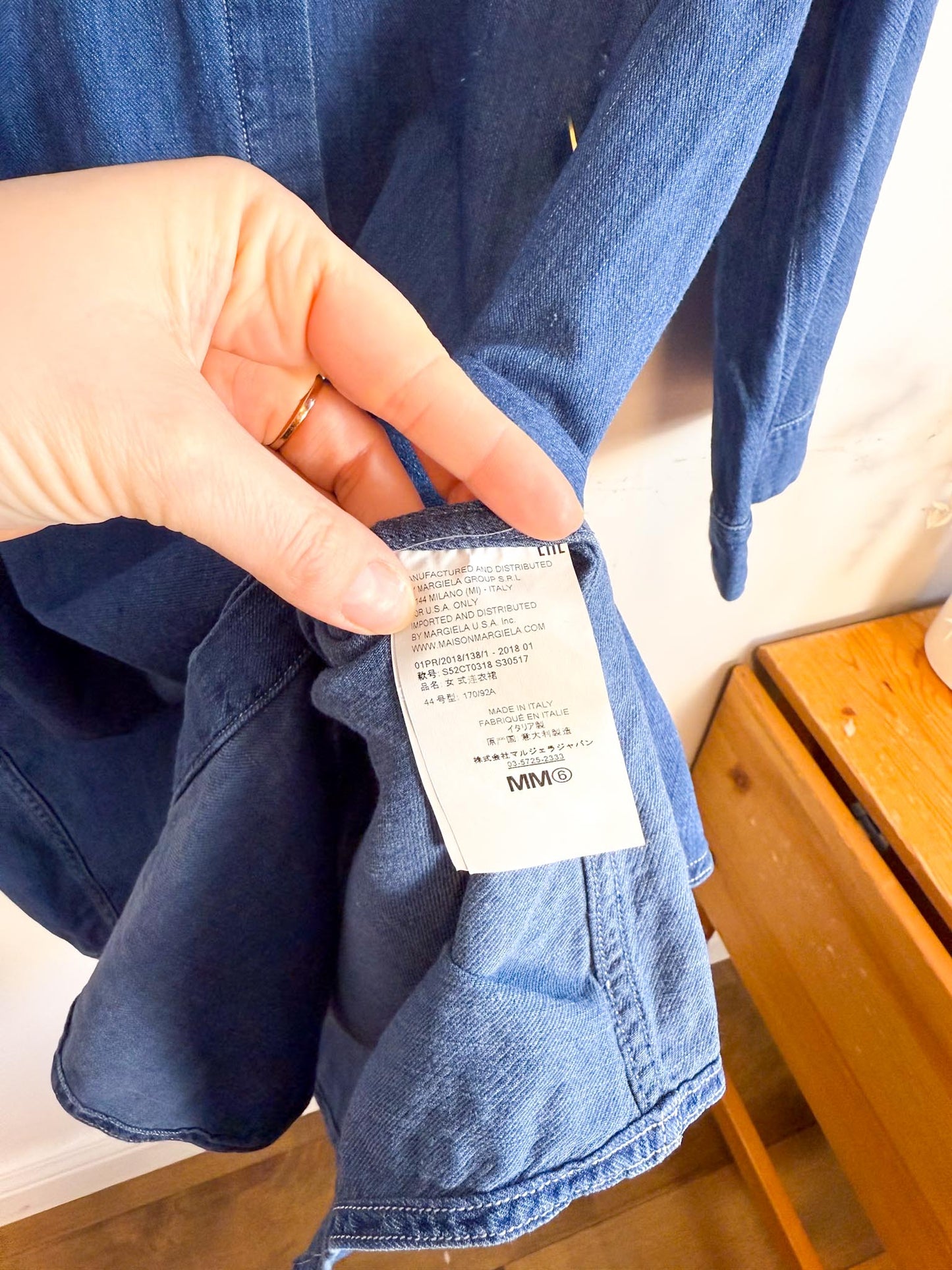 MM6 Maison Margiela Denim Dress with Large Gold Buttons (Size L/XL)