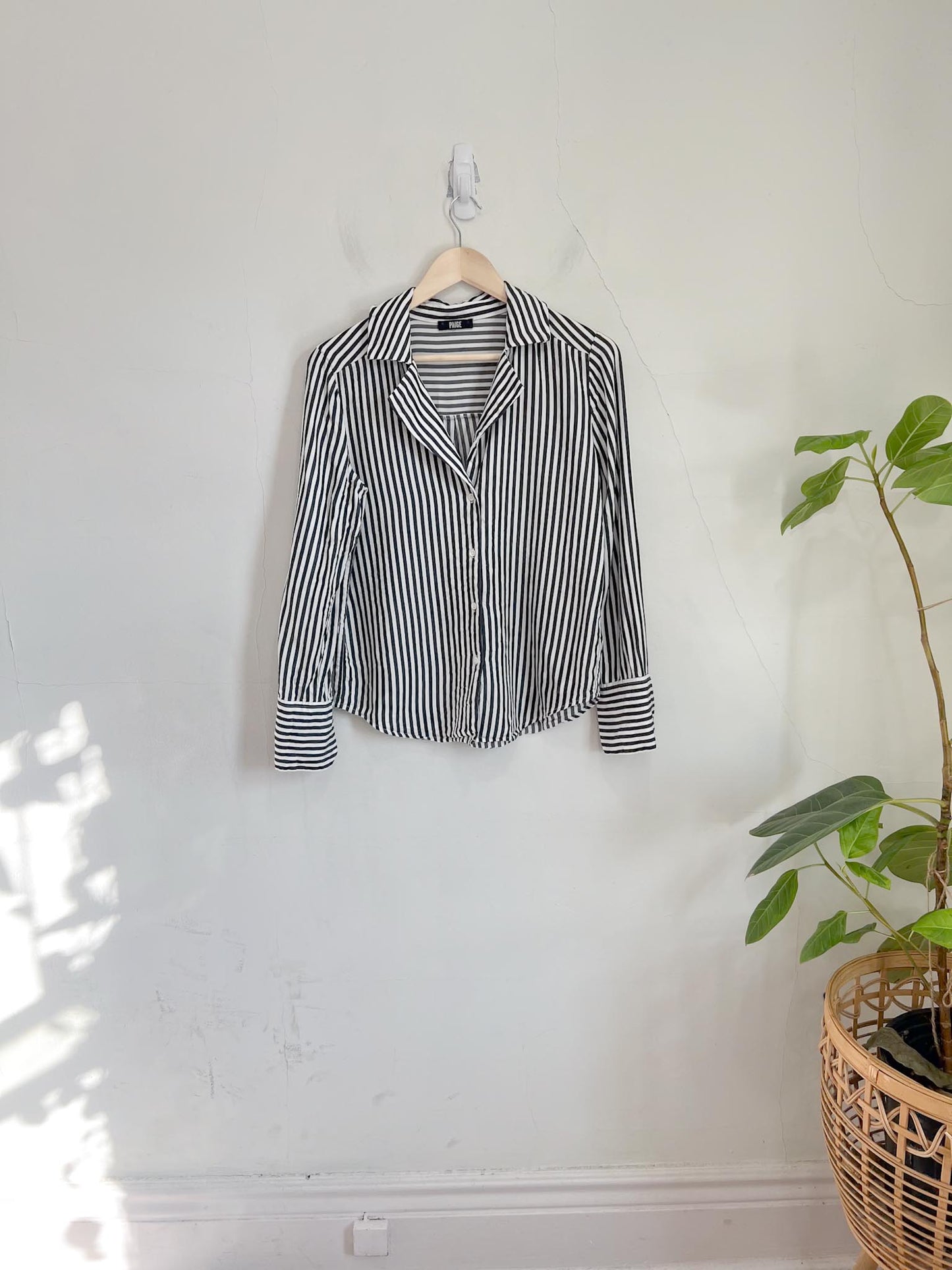 PAIGE Striped Blouse in Black/White (Size S/M)