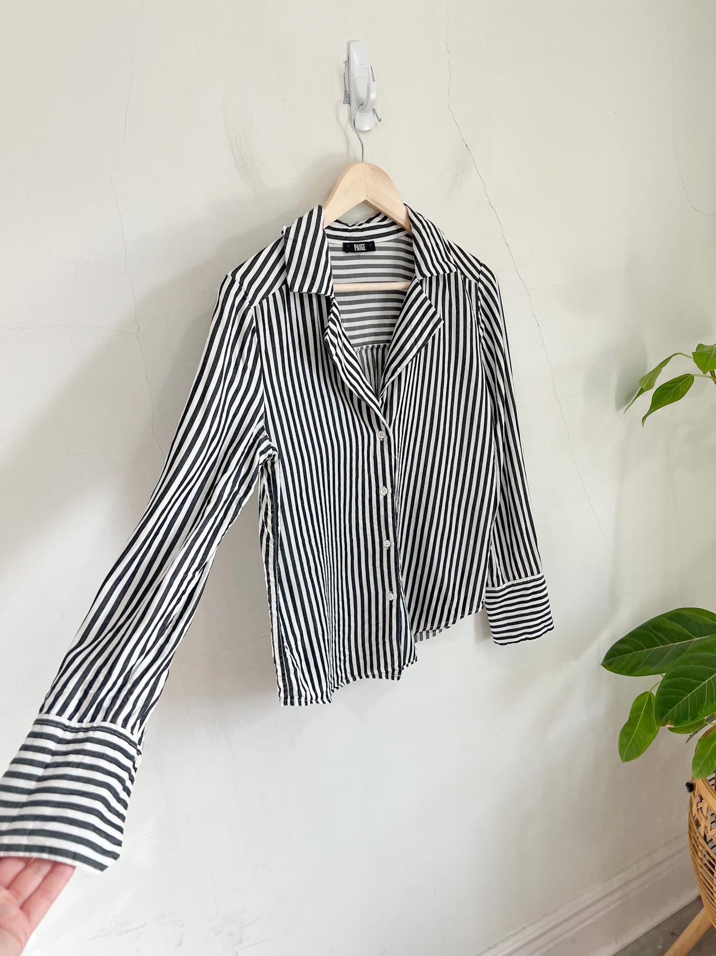 PAIGE Striped Blouse in Black/White (Size S/M)