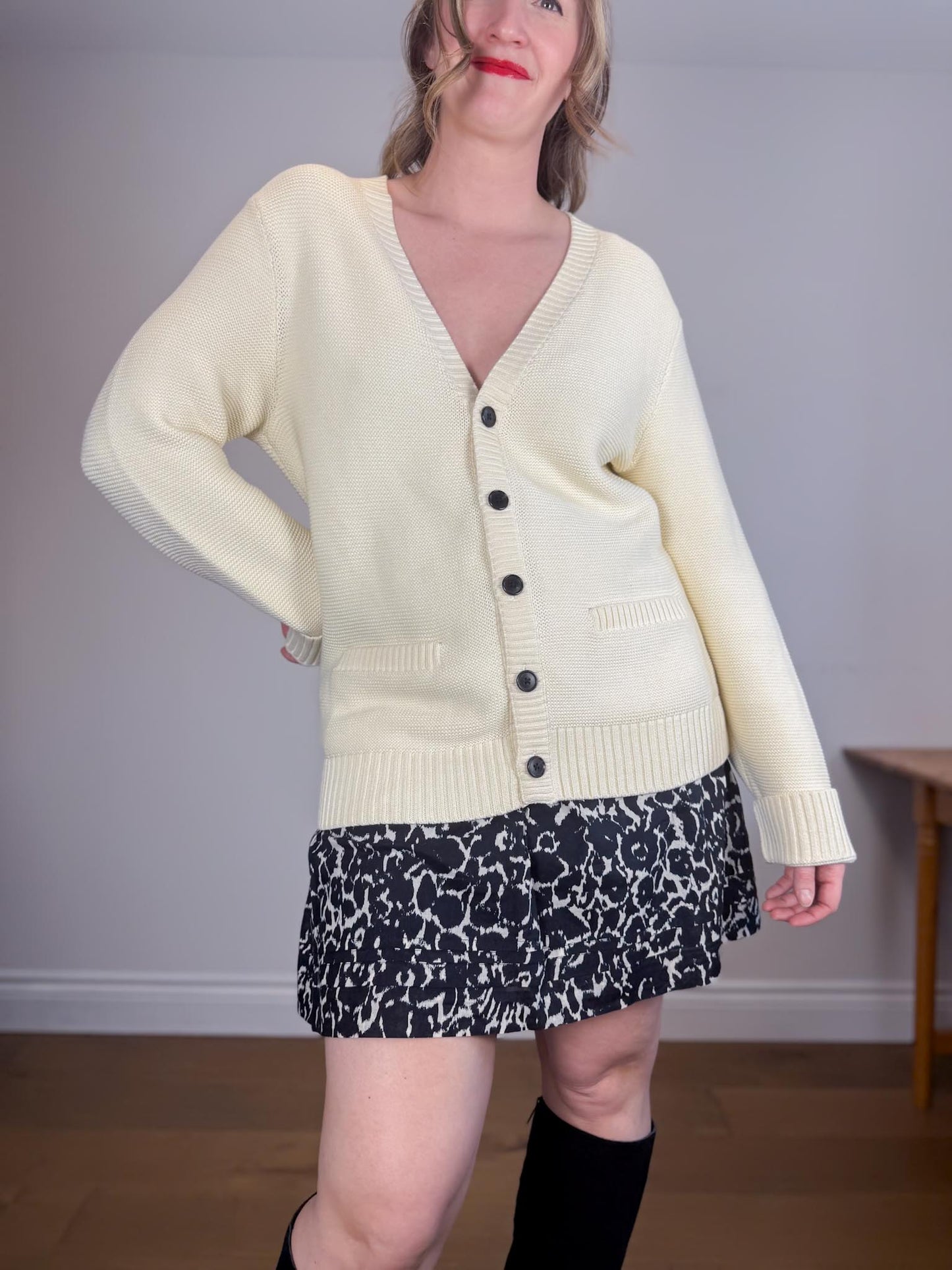 Club Monaco Cotton Cardigan in Off White (Size L)