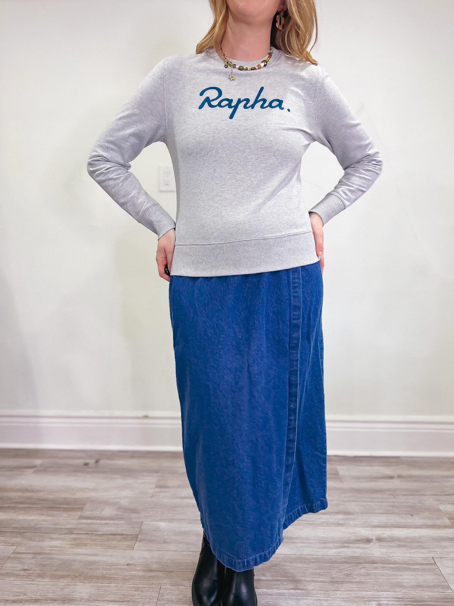 Ralpha "Women's Logo Sweatshirt" In Grey/Teal (Size S)