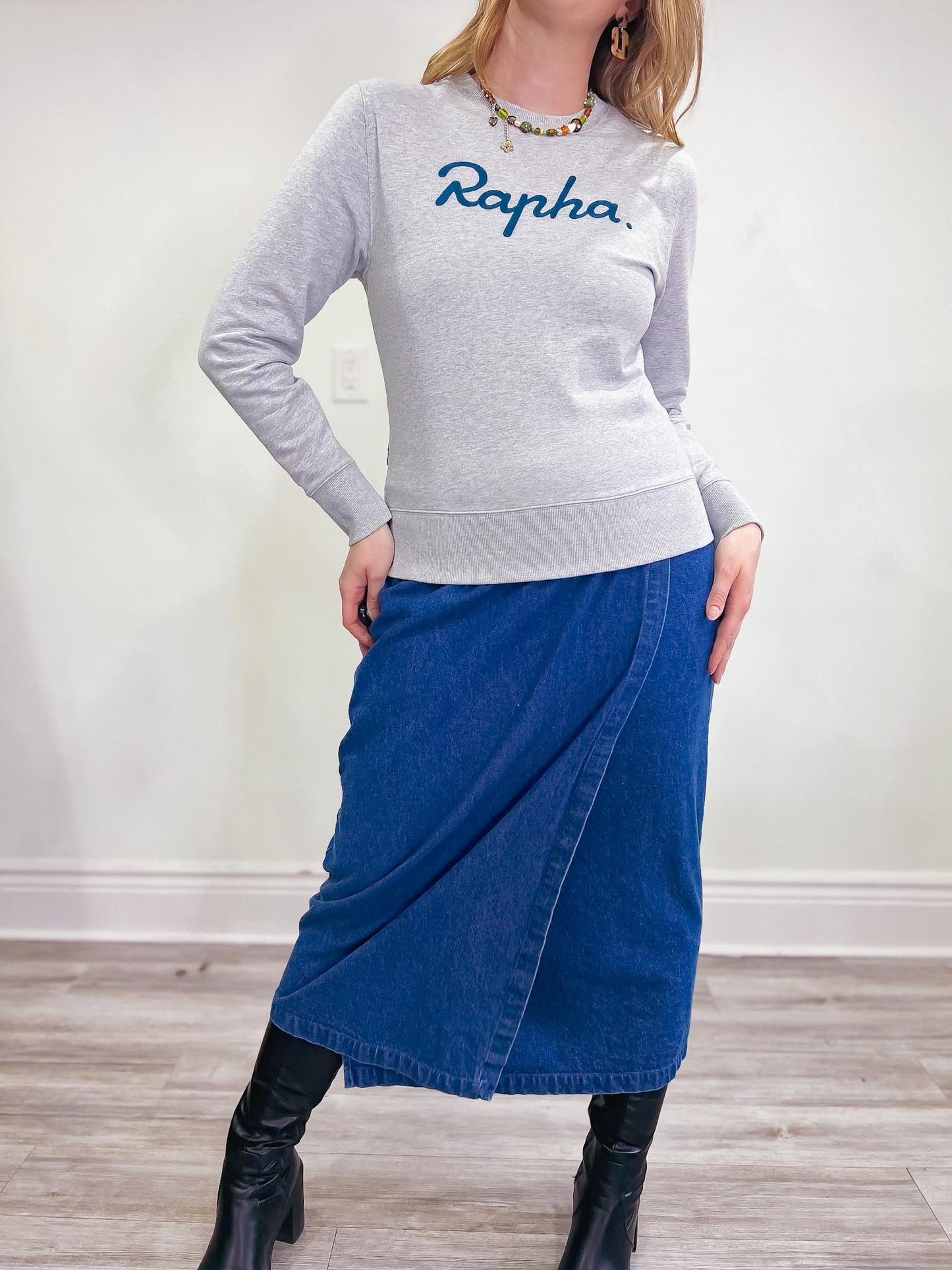 Ralpha "Women's Logo Sweatshirt" In Grey/Teal (Size S)