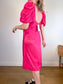 Hudson North Puff Sleeve Midi Dress in Hot Pink NWT (Size L)