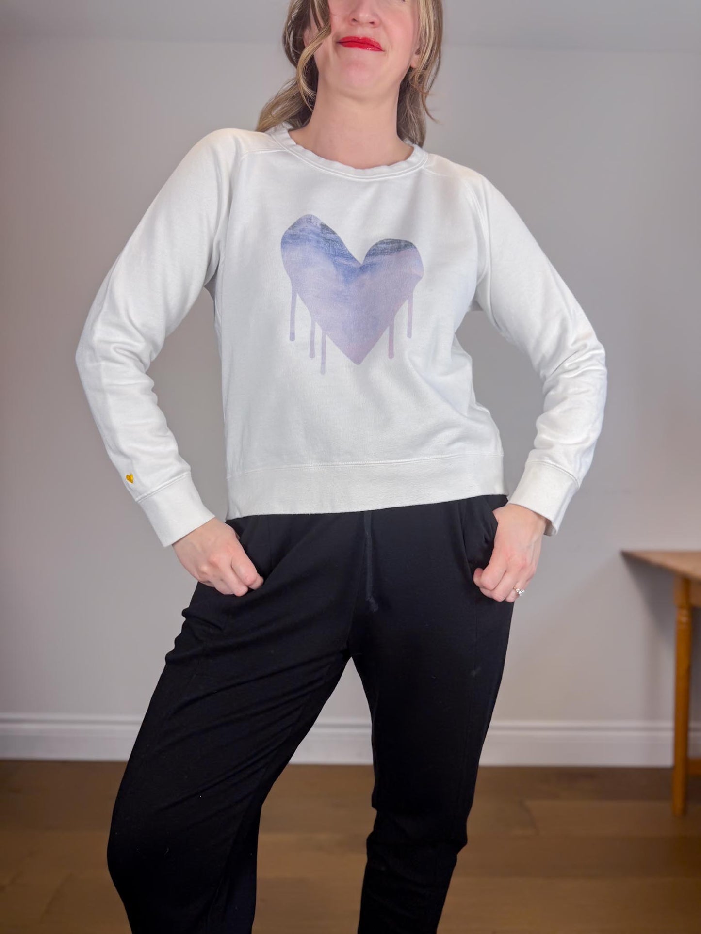 Kerri Rosenthal "Drippy Heat Crewneck in White" (Size M)