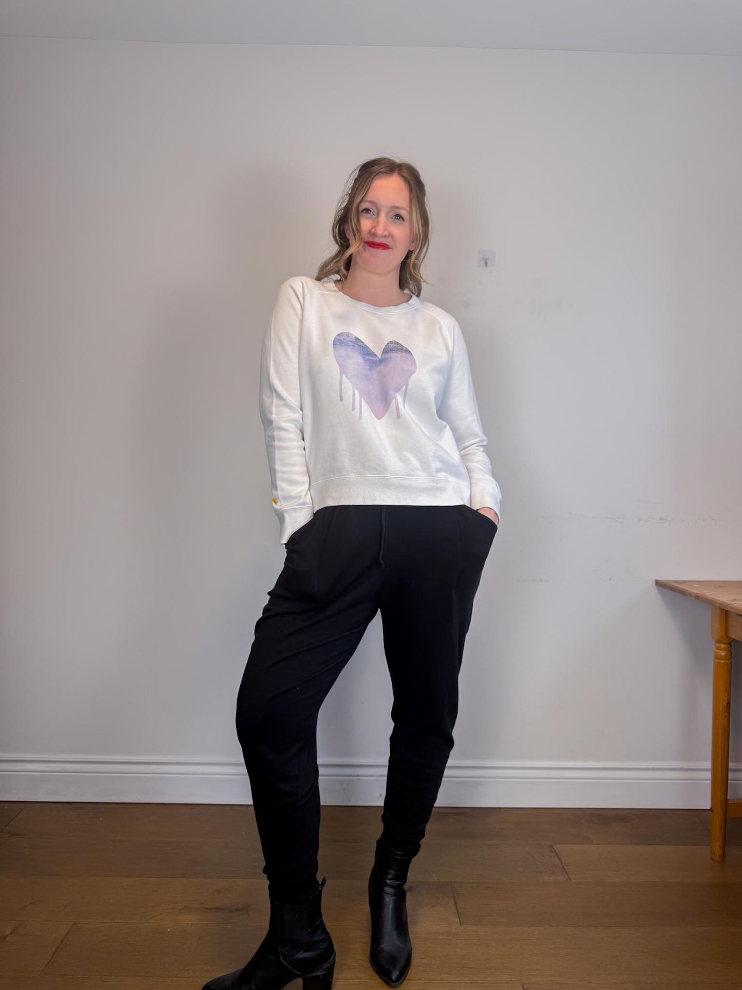 Kerri Rosenthal "Drippy Heat Crewneck in White" (Size M)