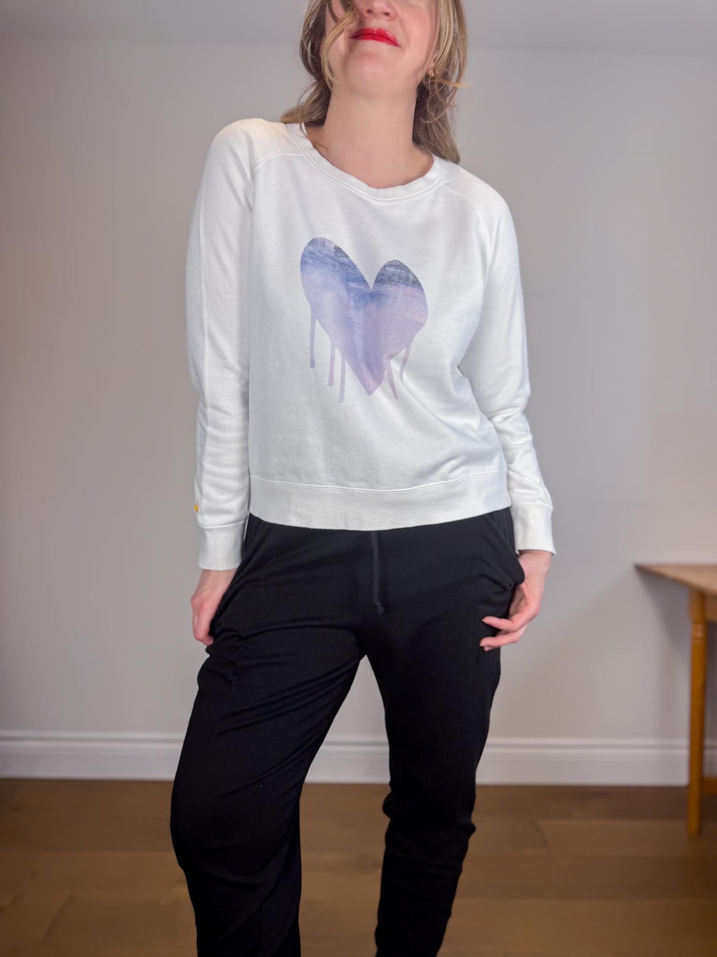 Kerri Rosenthal "Drippy Heat Crewneck in White" (Size M)