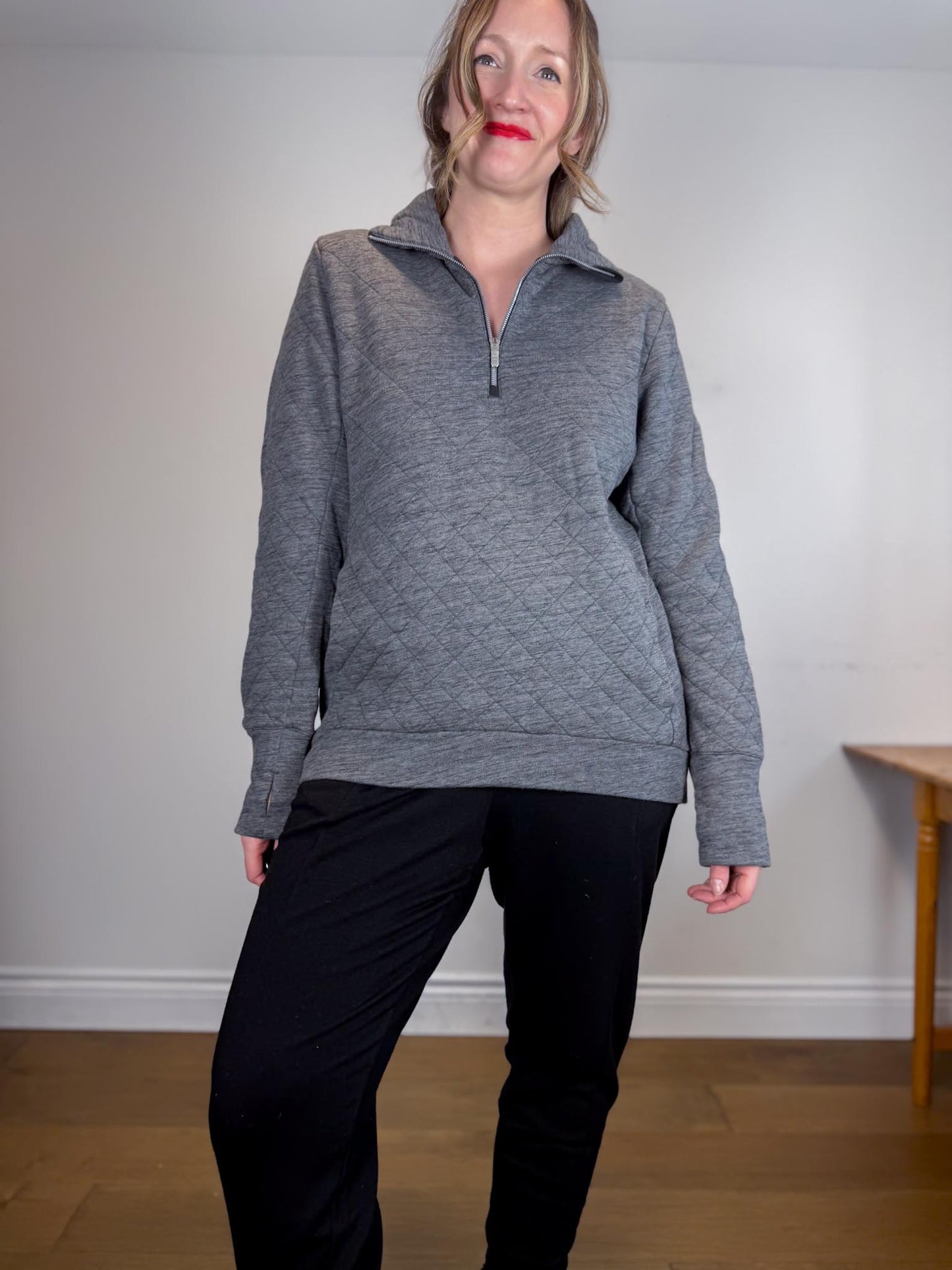 Lululemon "Forever Warm 1/4 Zip Pullover Sweater in Charcoal Grey" Size M/L)