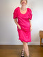 Hudson North Puff Sleeve Midi Dress in Hot Pink NWT (Size L)