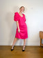 Hudson North Puff Sleeve Midi Dress in Hot Pink NWT (Size L)