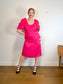 Hudson North Puff Sleeve Midi Dress in Hot Pink NWT (Size L)