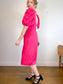 Hudson North Puff Sleeve Midi Dress in Hot Pink NWT (Size L)