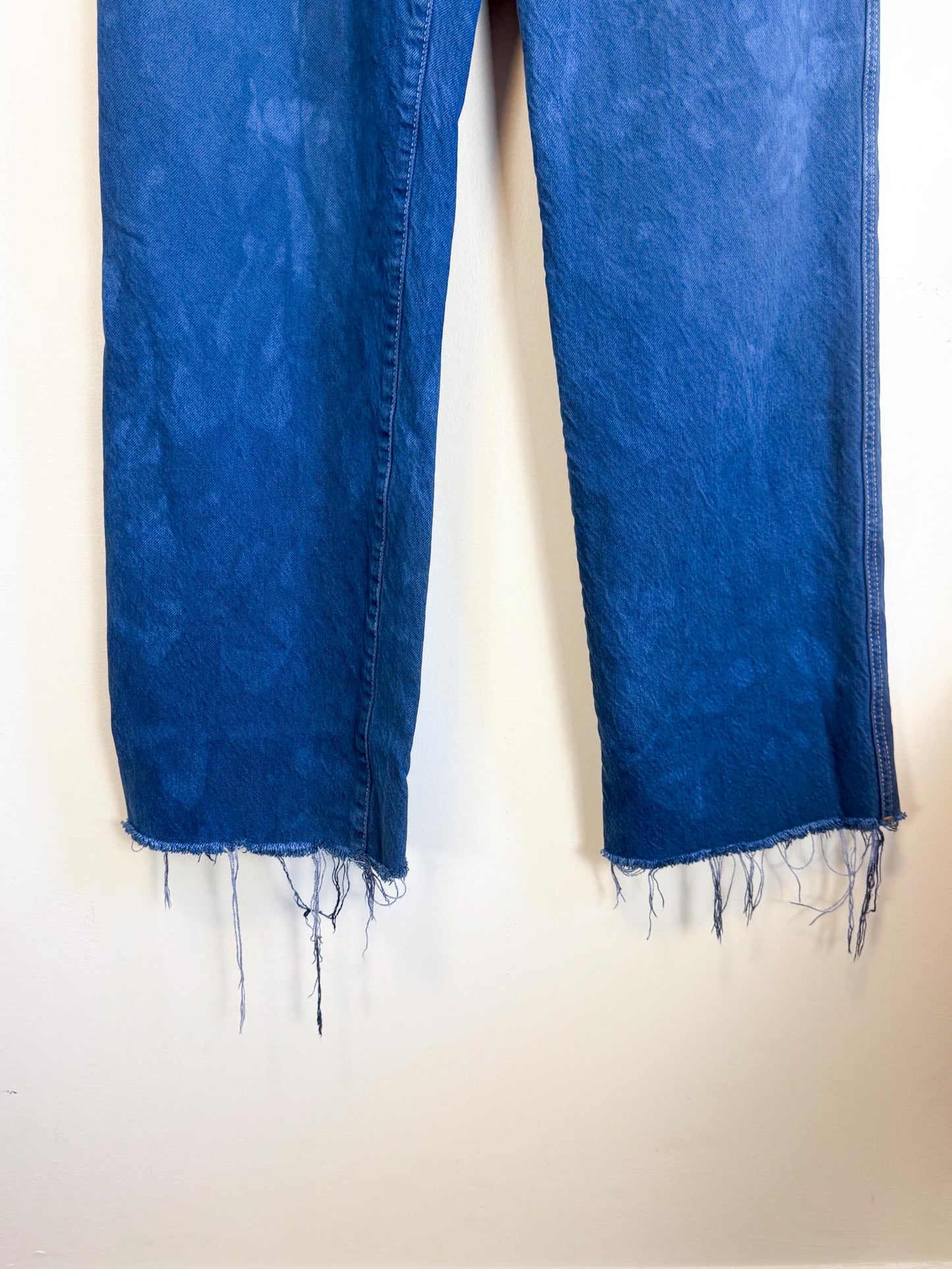 Reformation "Val 90s Mid Rise Straight Jeans in Tie Dye Blue" (Size 29)