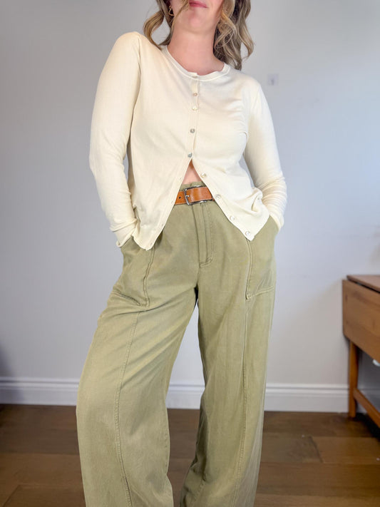 August Silk Cardigan in Eggshell (Size M/L)