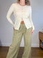 August Silk Cardigan in Eggshell (Size M/L)