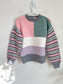 Vintage Handknit Colour-block Sweater (Size S)