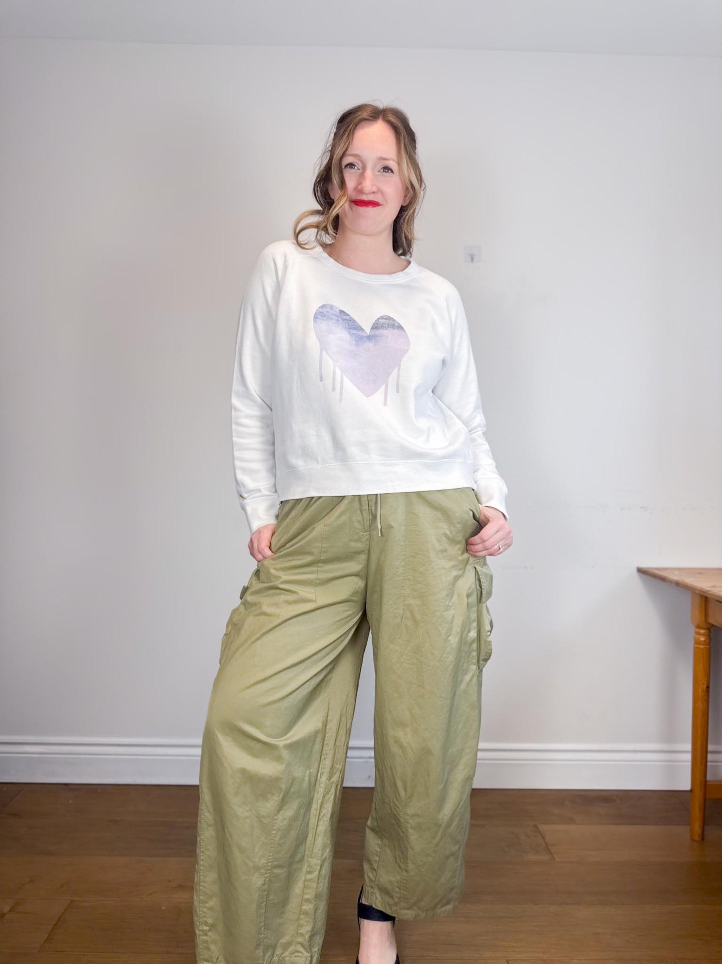 Kerri Rosenthal "Drippy Heat Crewneck in White" (Size M)