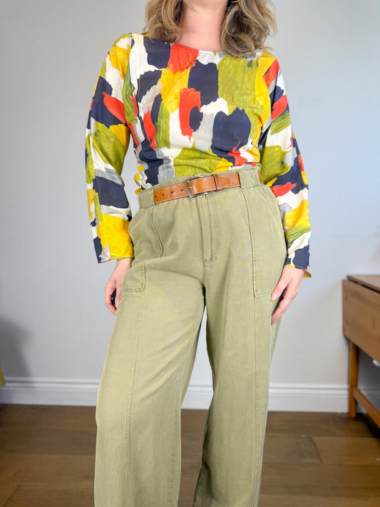 COS Multicolour Abstract Blouse (Size S/M)