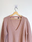HELMUT LANG Designer Wool & Cashmere V-Neck Knit Sweater in Dusty Rose (Size L)