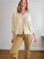 DJERF AVENUE "On the Go Shirt in Cream" (Size S/M)