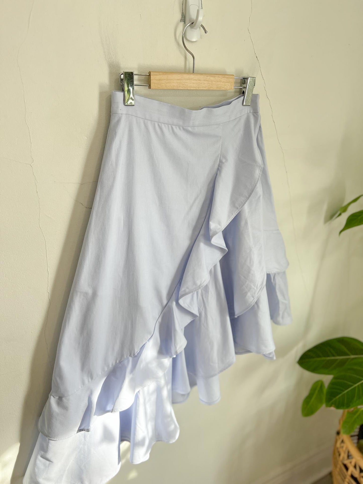 Poetry & Prose "Double-Ruffle Midi Skirt in Blue" (Size S)