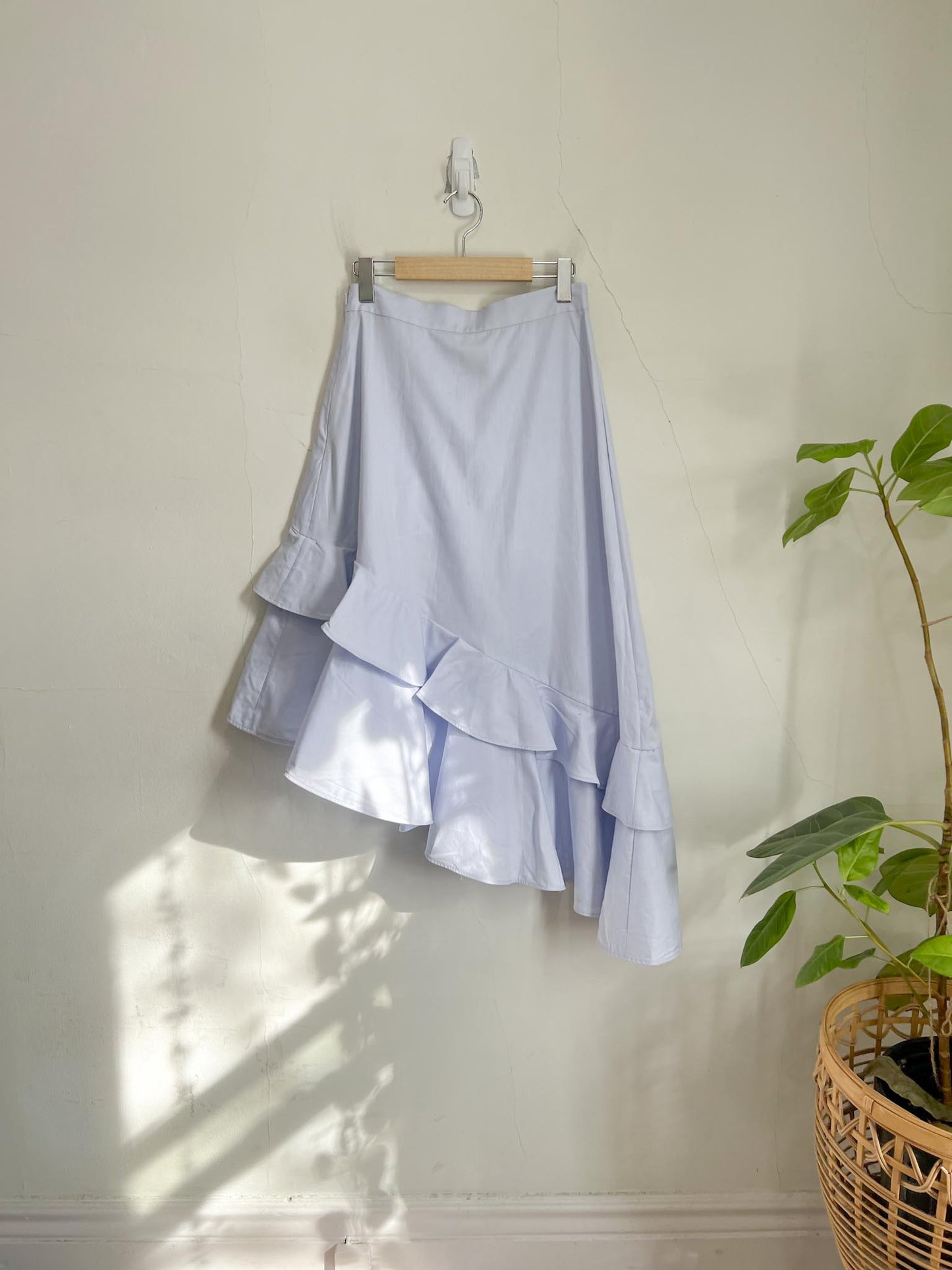 Poetry & Prose "Double-Ruffle Midi Skirt in Blue" (Size S)