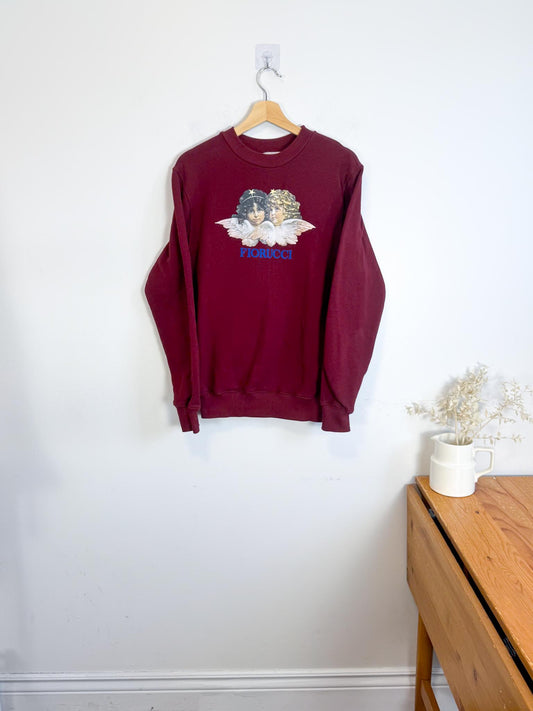 FIORUCCI Crew Neck Angel Sweartshirt in Maroon (Size S/M)