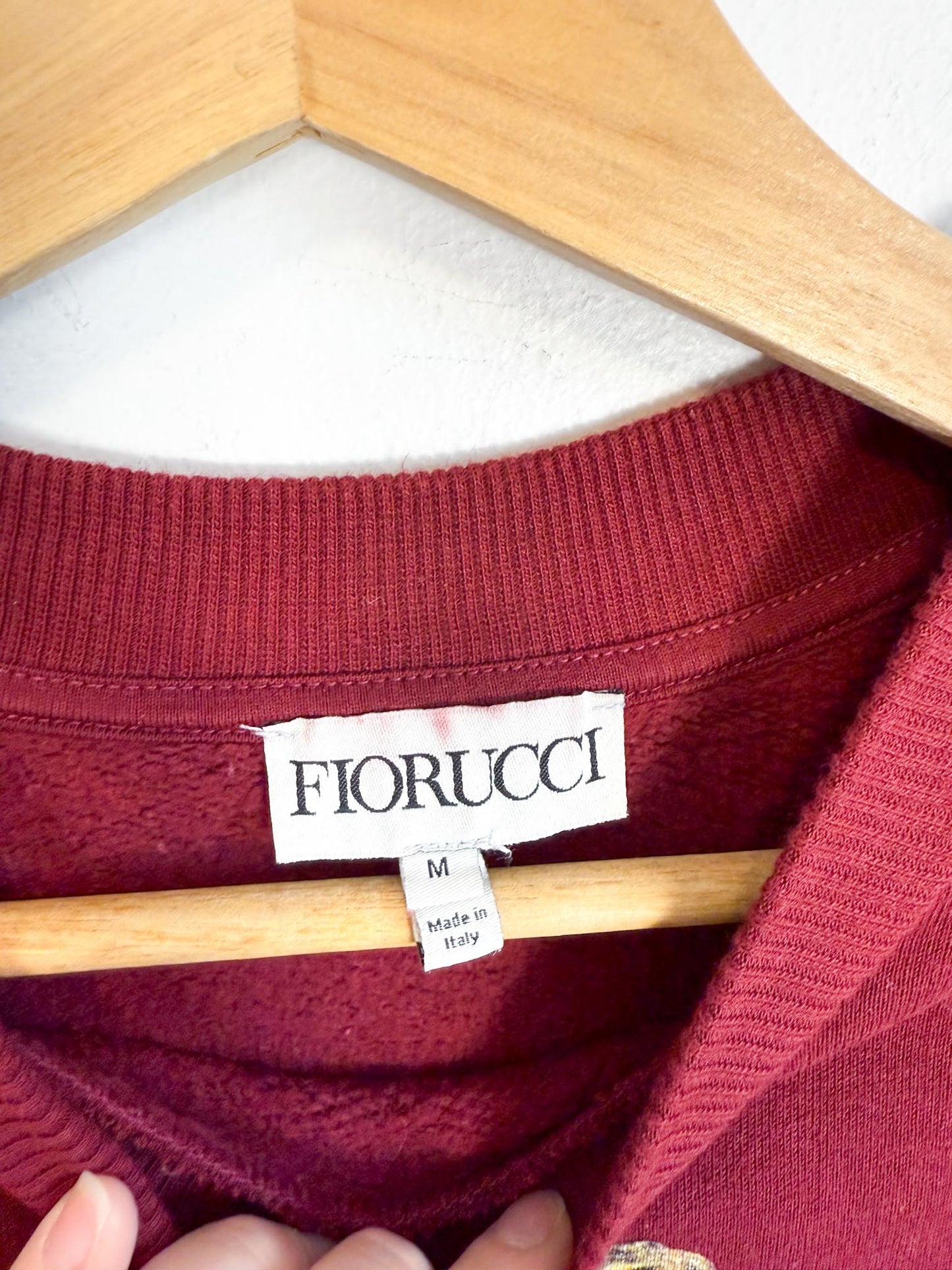 FIORUCCI Crew Neck Angel Sweartshirt in Maroon (Size S/M)