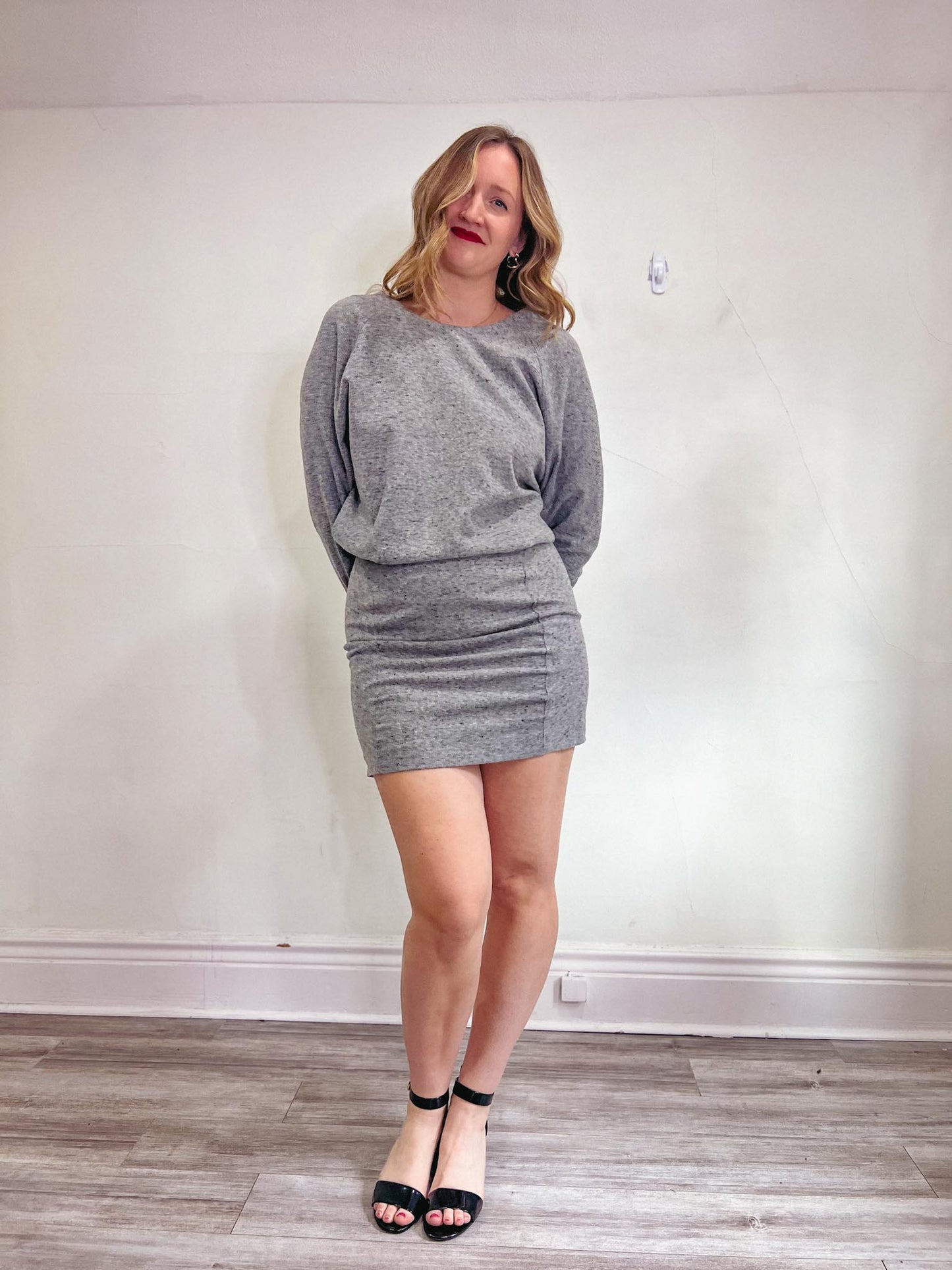 Henrik Vibskov Designer Long Sleeve Grey Mini Dress (Size M)