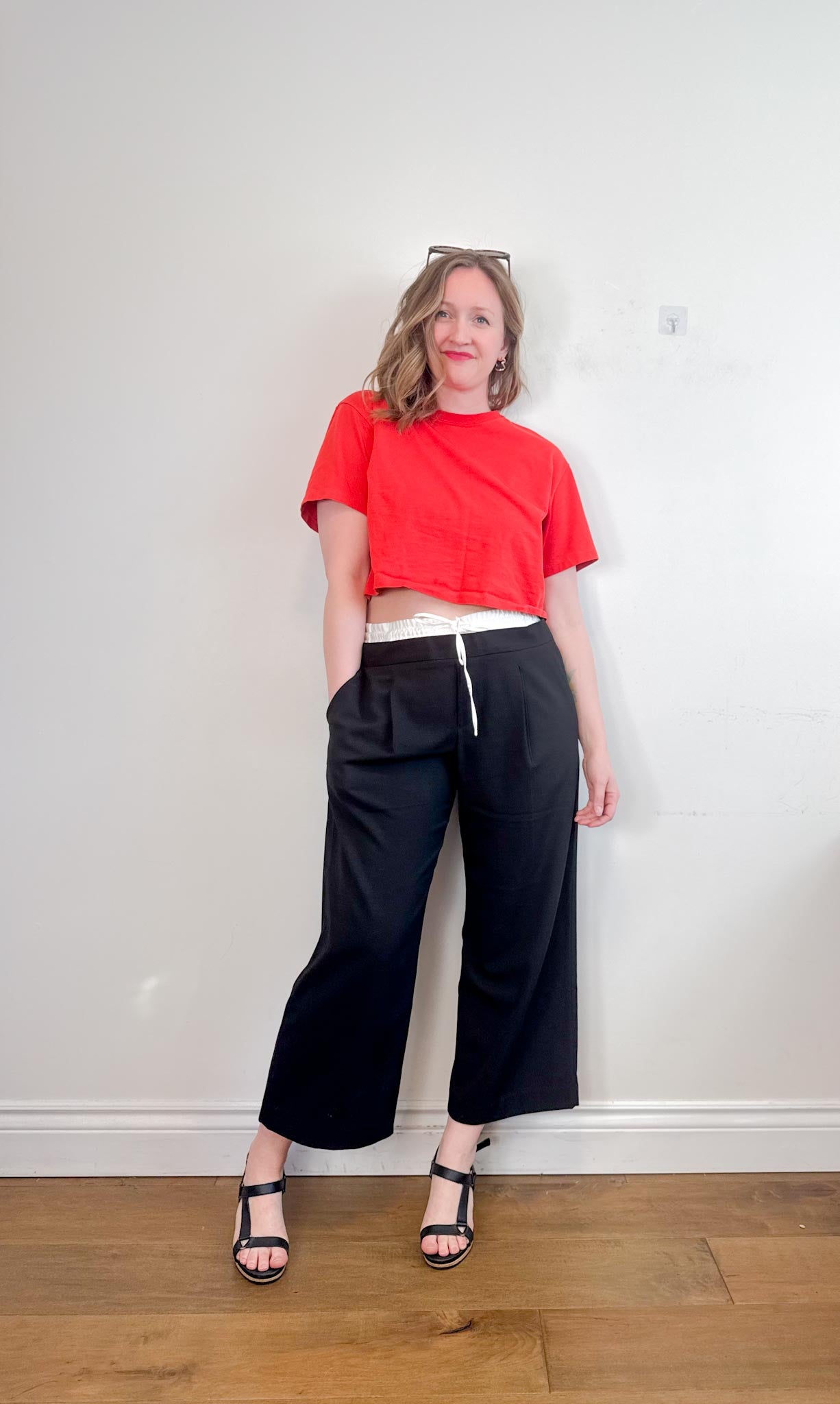 Gap "Mid Rise Double Waist Pants in Black/White" (Size L)