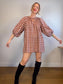 Daughters of India Sustainable "Poet Mini Dress in Red Clay" (Size M/L)