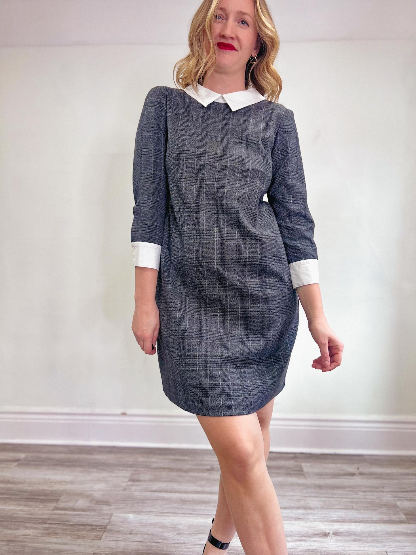 Pietro Brunelli Long Sleeve Collared Dress in Grey (Size S/M)