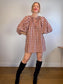 Daughters of India Sustainable "Poet Mini Dress in Red Clay" (Size M/L)