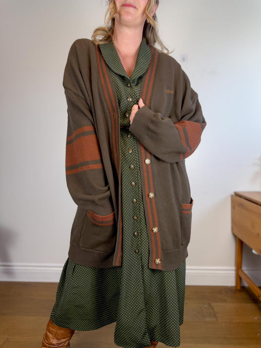 Canoe & Lake "Dockside Knit Cardigan in Green/Brown" NWT (Size 2XL)