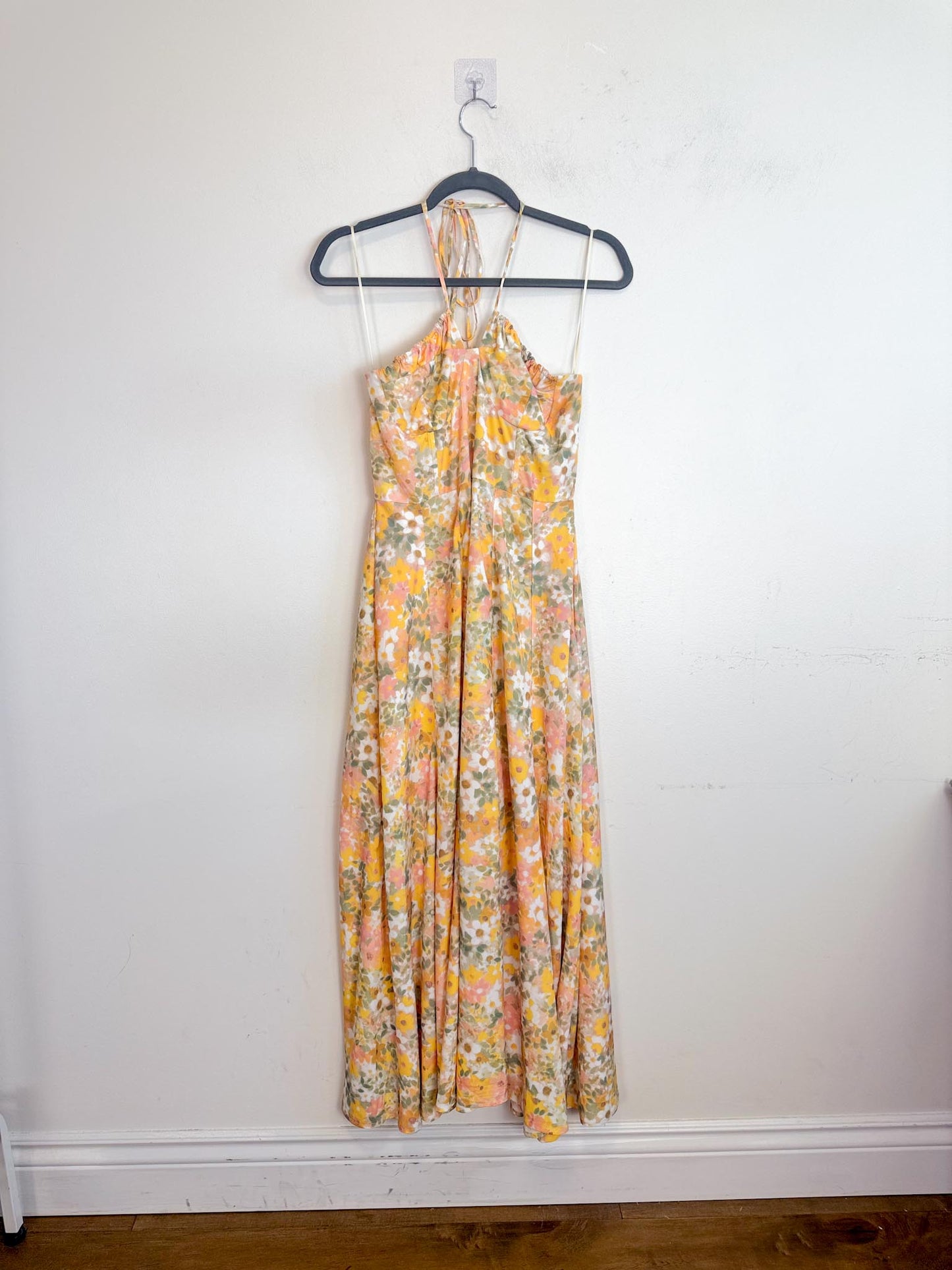 Anthropologie En Saison "Kasey Halter Dress in Yellow Floral" (Size M)