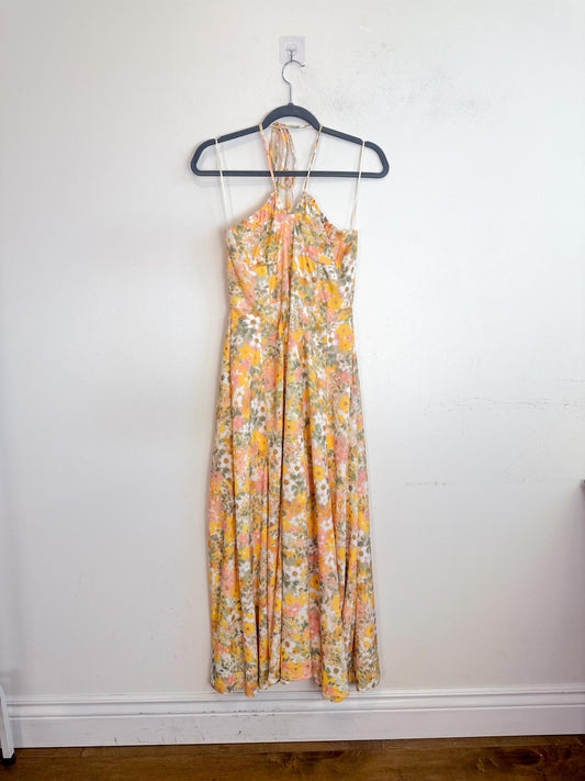 Anthropologie En Saison "Kasey Halter Dress in Yellow Floral" (Size M)