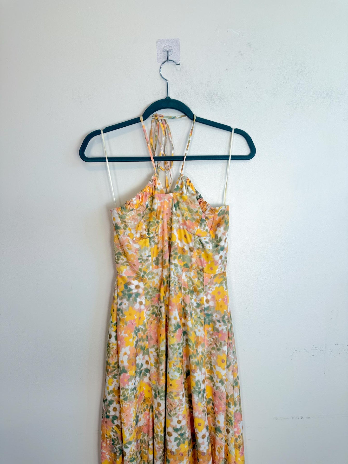 Anthropologie En Saison "Kasey Halter Dress in Yellow Floral" (Size M)